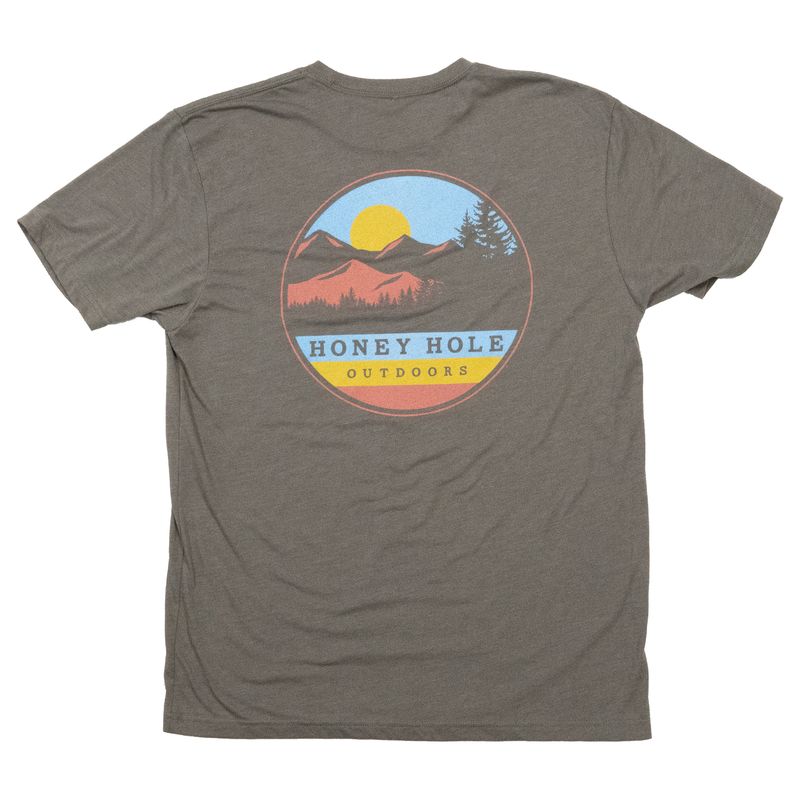 Honey Hole Outdoors Short Sleeve T-Shirt Circle Mtn Shirt Warm Grey