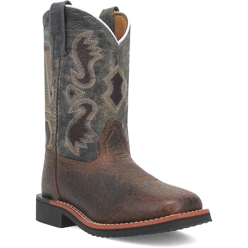 Dan Post Kid&#39;s Creek Leather Brown/Blue Boot DPC2825/DPC3825
