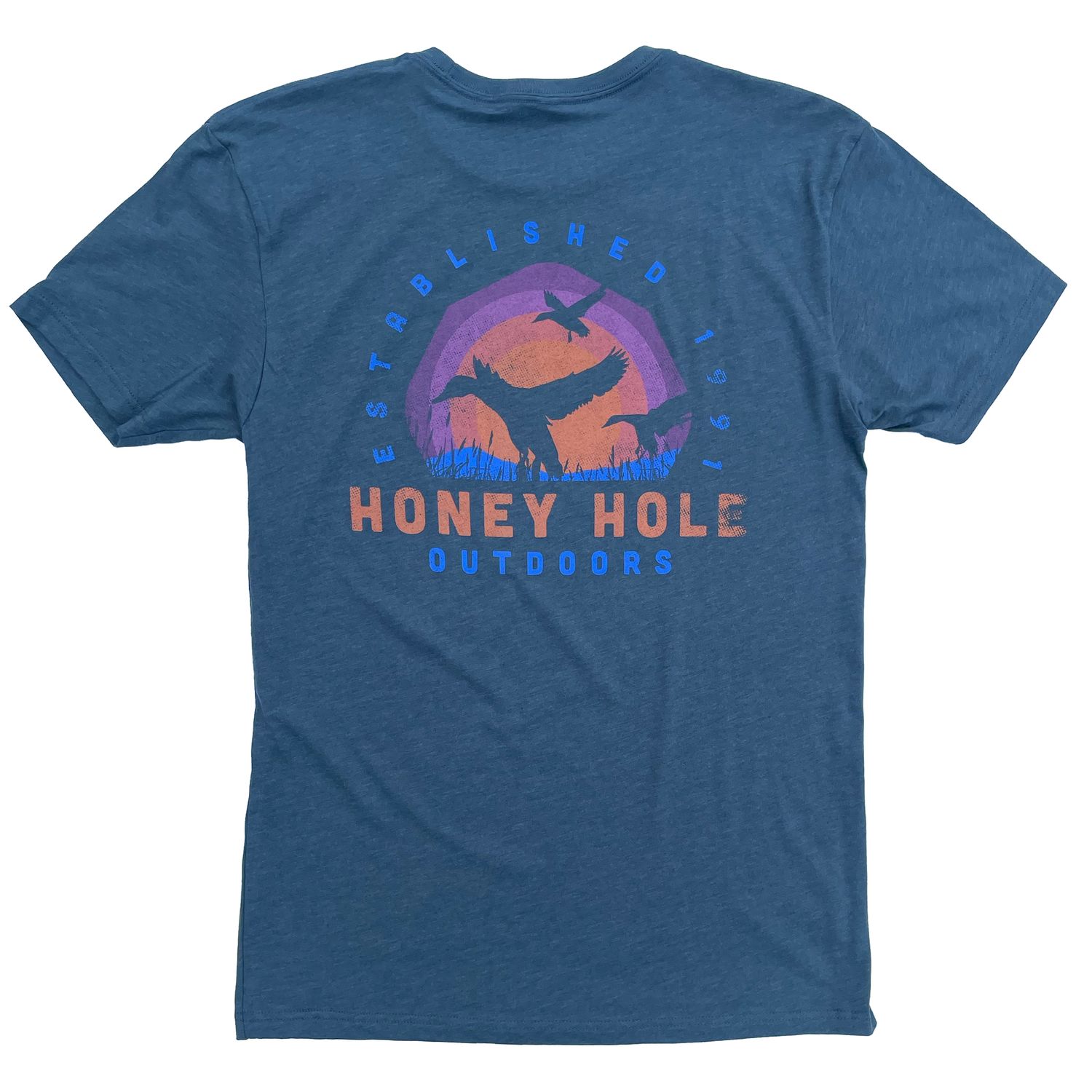 Honey Hole Outdoors Short Sleeve T-Shirt 3 Ducks Shirt Indigo