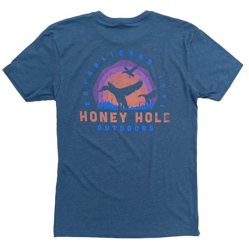 Honey Hole Outdoors Short Sleeve T-Shirt 3 Ducks Shirt Indigo