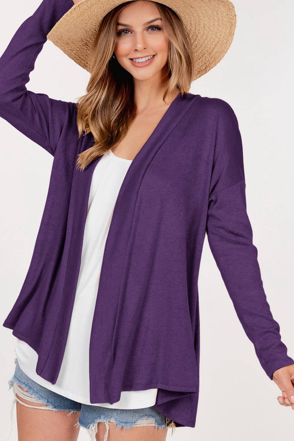 Faux Cashmere Long Sleeve Basic Open Cardigan With Pockets