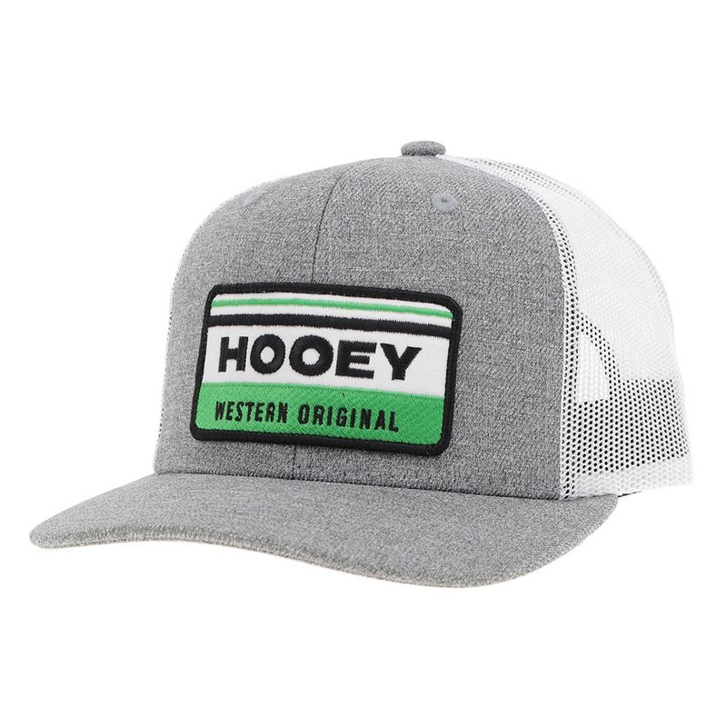 Hooey Horizon Hat Grey/White W/Green/White &amp; Black Patch