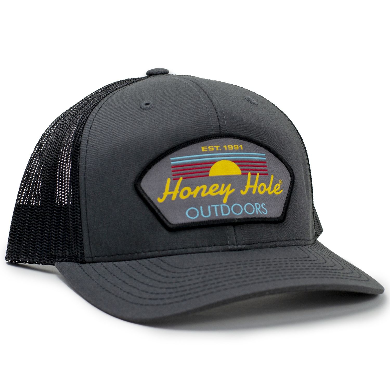 Honey Hole Outdoors Snapback Sun Arch Charcoal Black