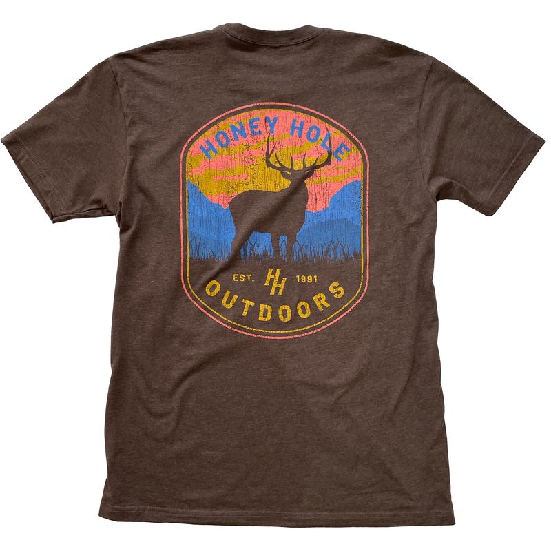 Honey Hole Outdoors Short Sleeve T-Shirt Deer West Brown