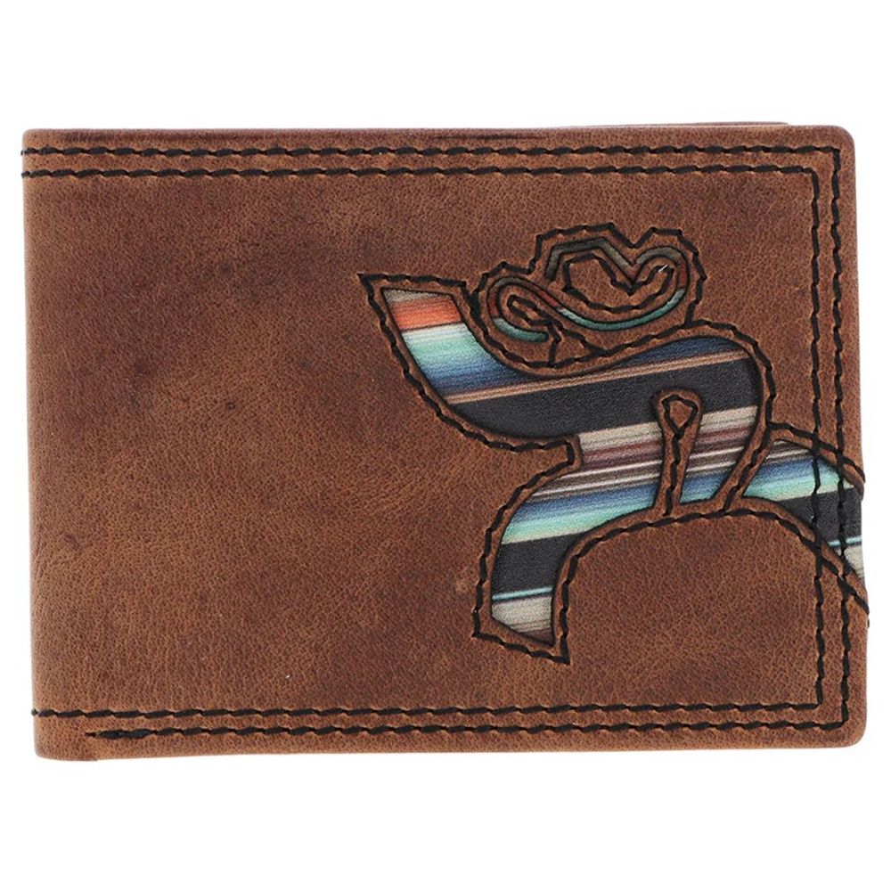 Hooey Hawk Front Pocket Bifold Wallet Brown W/Navajo Serape Print RFBF011-BRSP