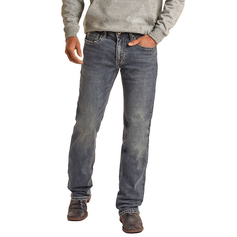 Hooey Denim Men&#39;s Rope Logo Revolver Slim Fit Straight Leg Jean HM1RD02567