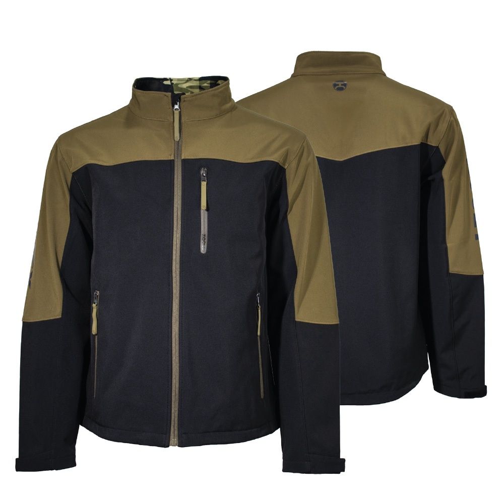 Hooey Boy&#39;s Softshell Jacket Black With Olive Sleeves HJ109BKOL-Y