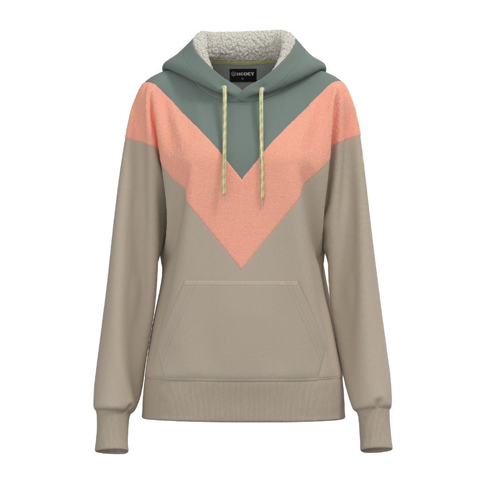 Hooey Ladies &quot;Berkley&quot; Green/Peach/Grey Chevron Pattern Hoody HH1200GRGY