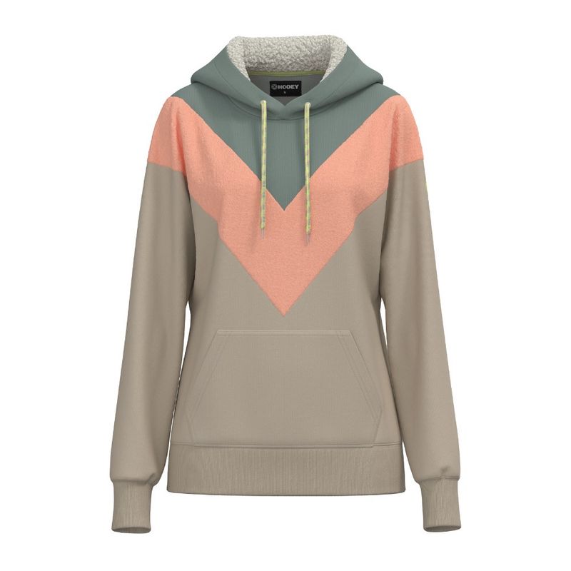 Hooey Ladies "Berkley" Green/Peach/Grey Chevron Pattern Hoody HH1200GRGY