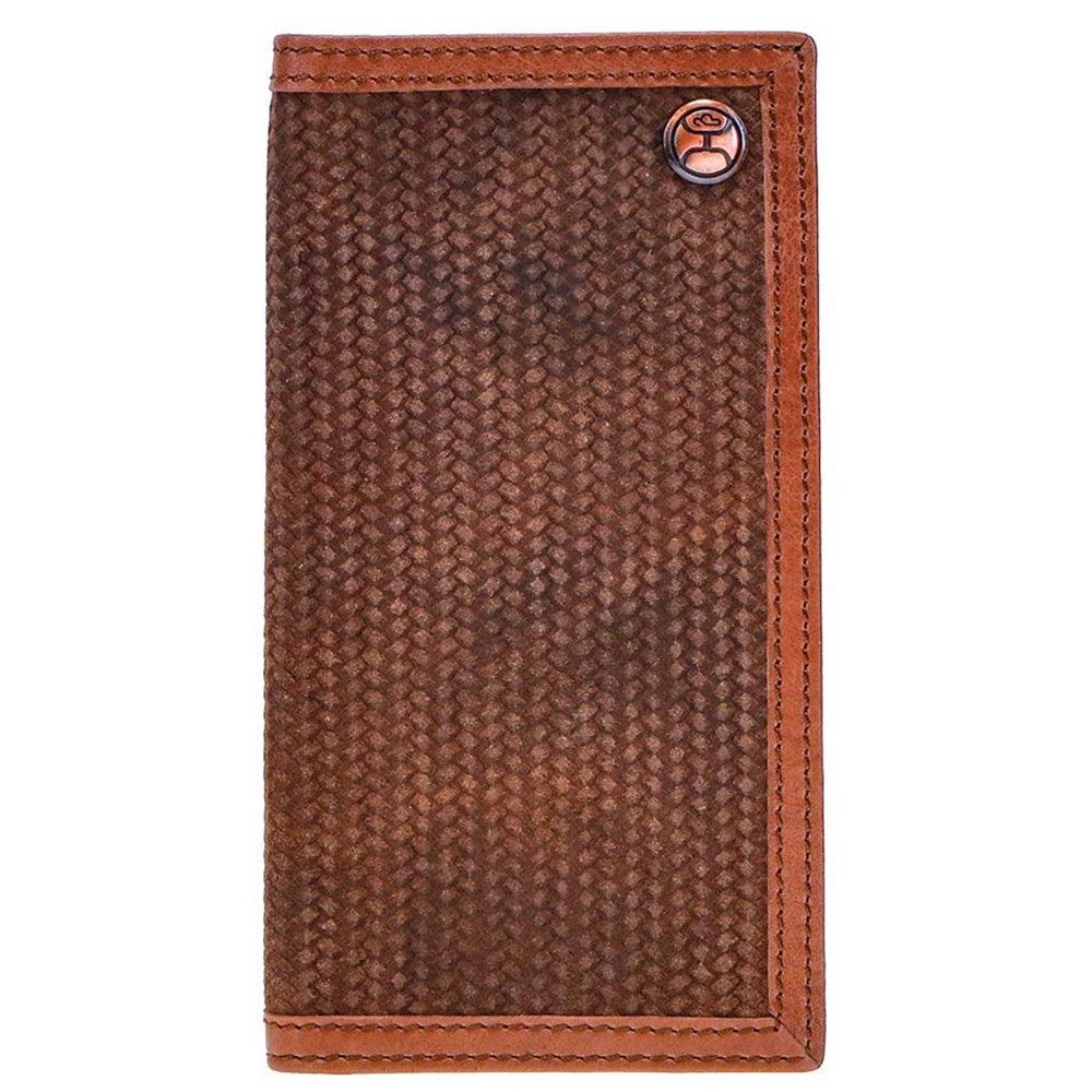 Hooey Classic Roughout Rodeo Wallet Brown Leather Basket Weave Embossed HW002-BR