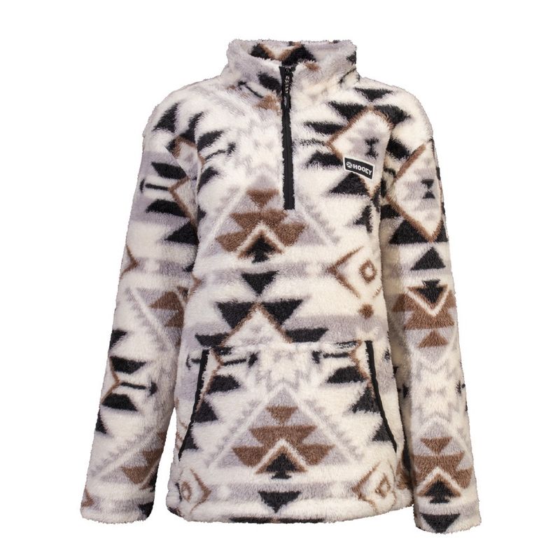 Hooey Ladies Cream Fleece Pullover W/Aztec Pattern HFP006CRAZ
