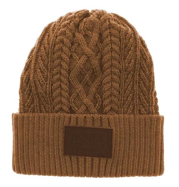 Hooey Ladies Beanie Tan W/Brown Leather Patch 2052TN
