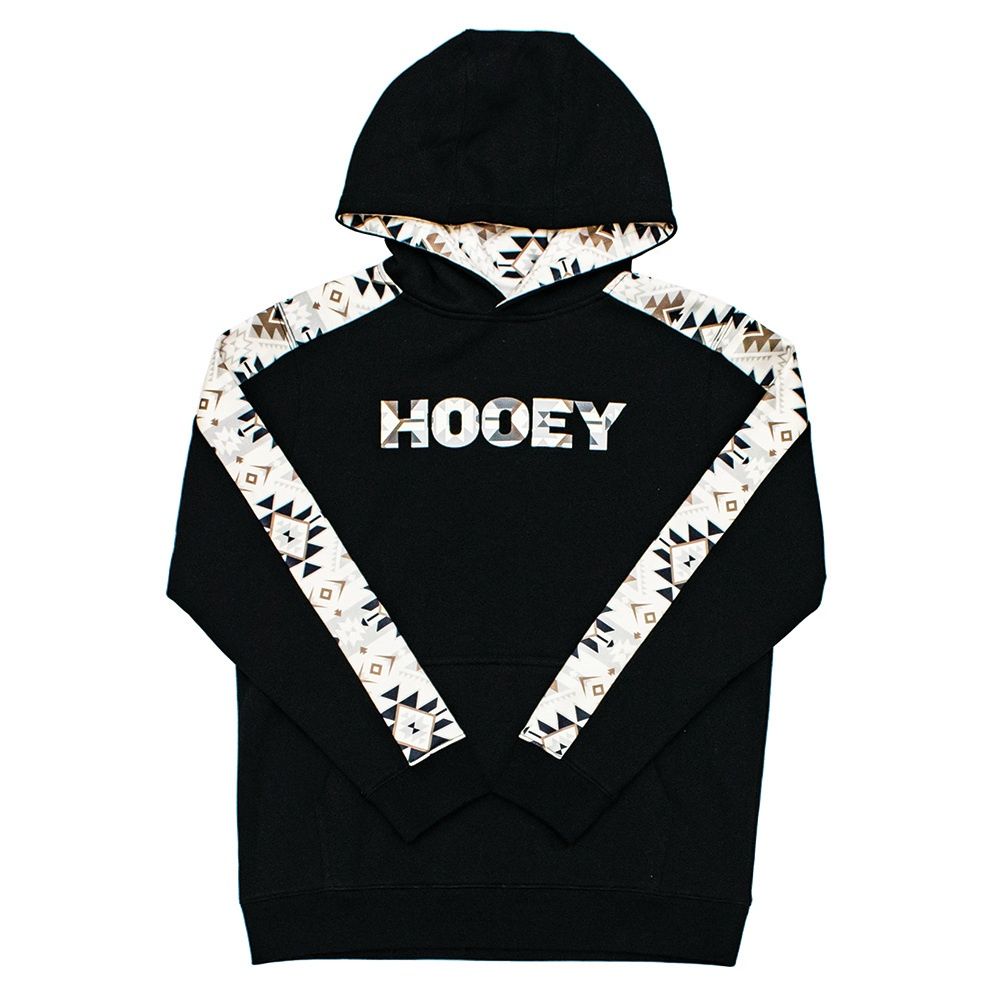 Hooey Canyon Youth Black Hoody with Black/White Pattern