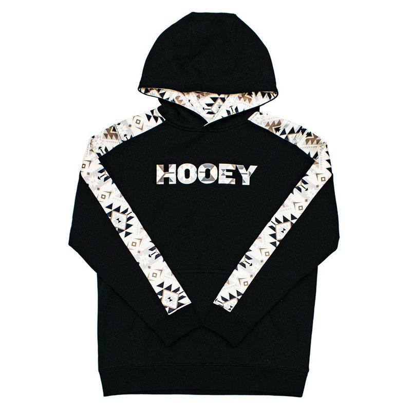 Hooey Canyon Youth Black Hoody with Black/White Pattern