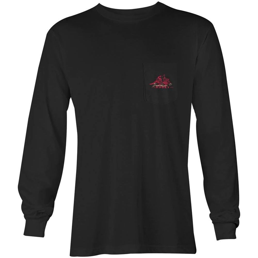 Hooey Armadillo Youth Black Long Sleeve Shirt W/Pocket Cream Pink Logo