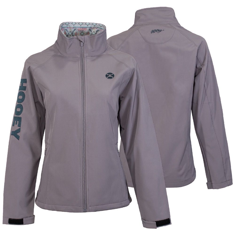 Hooey Ladies Softshell Jacket Grey Full Zip Multi Pattern Lining HJ105GY