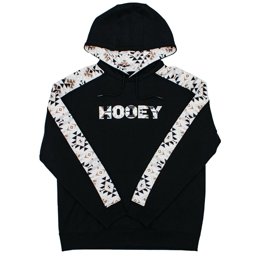 Hooey Men&#39;s Black Hoody with Black White Pattern HH1190BK