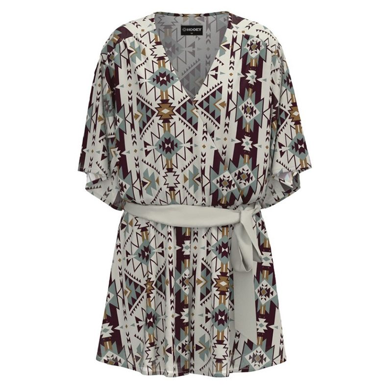 Hooey Ladies Romper Cream/Aztec Pattern W/Cream Belt HR002CRAZ