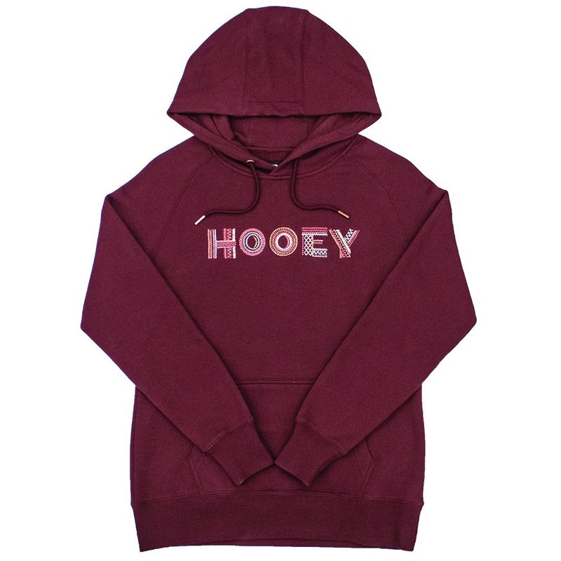 Hooey Artisan Ladies Maroon Hoody with Hooey Logo across Chest