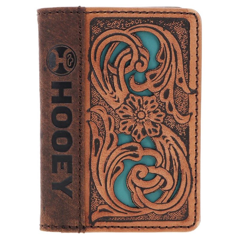 Hooey Cash Bifold Money Clip Tan W/Turquoise Inlay HFW025-TNTQ