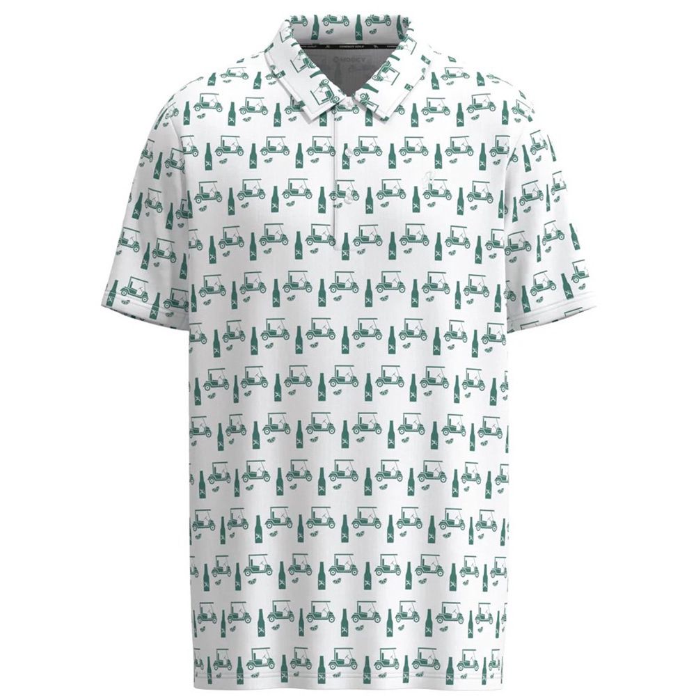 Hooey Men&#39;s The Weekender White W/Turquoise Print Polo Shirt HP024WHTQ