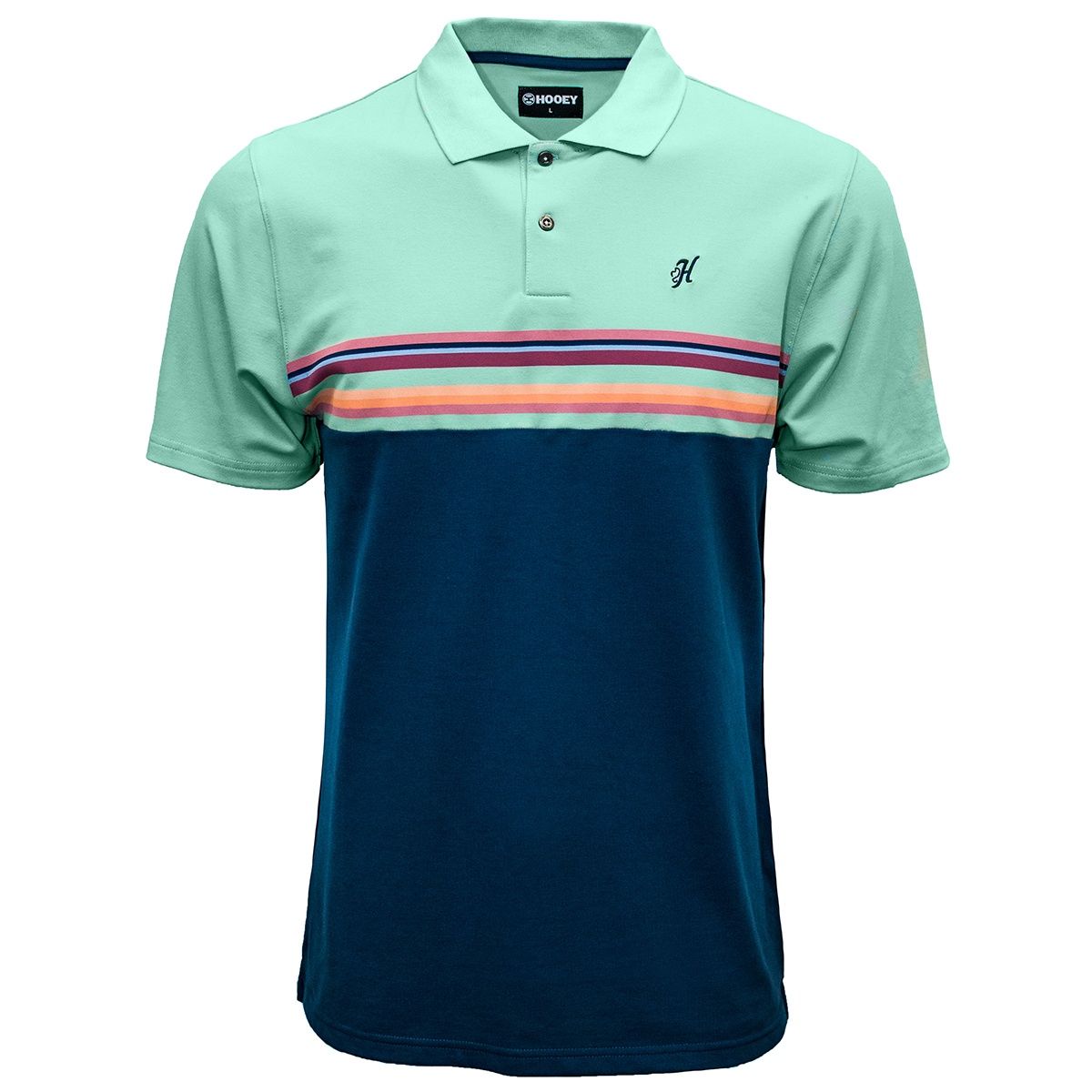 Hooey &quot;Maverick&quot; Hooey Polo Navy/Blue with Orange Stripe