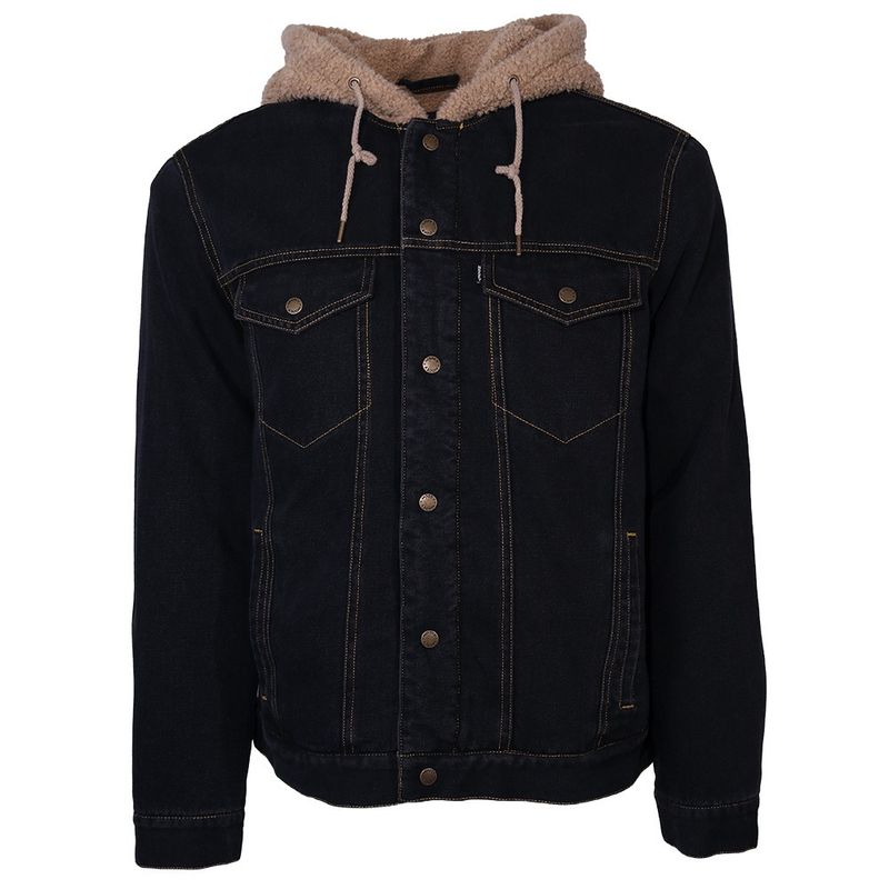 Hooey Men&#39;s Denim Jacket Black with Charcoal Hood HJ115BKDE