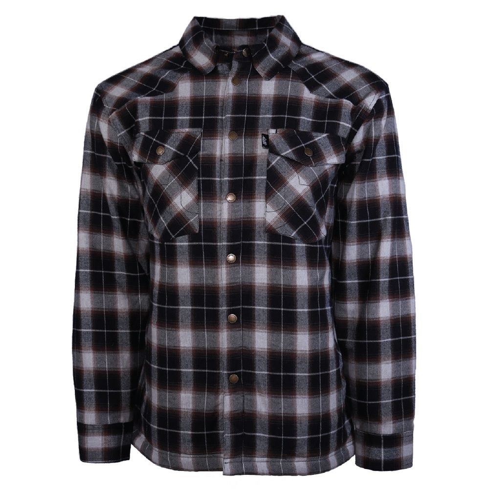 Hooey Men&#39;s Flannel Jacket Black/Grey Plaid W/Sherpa Lining HJ095BKGY
