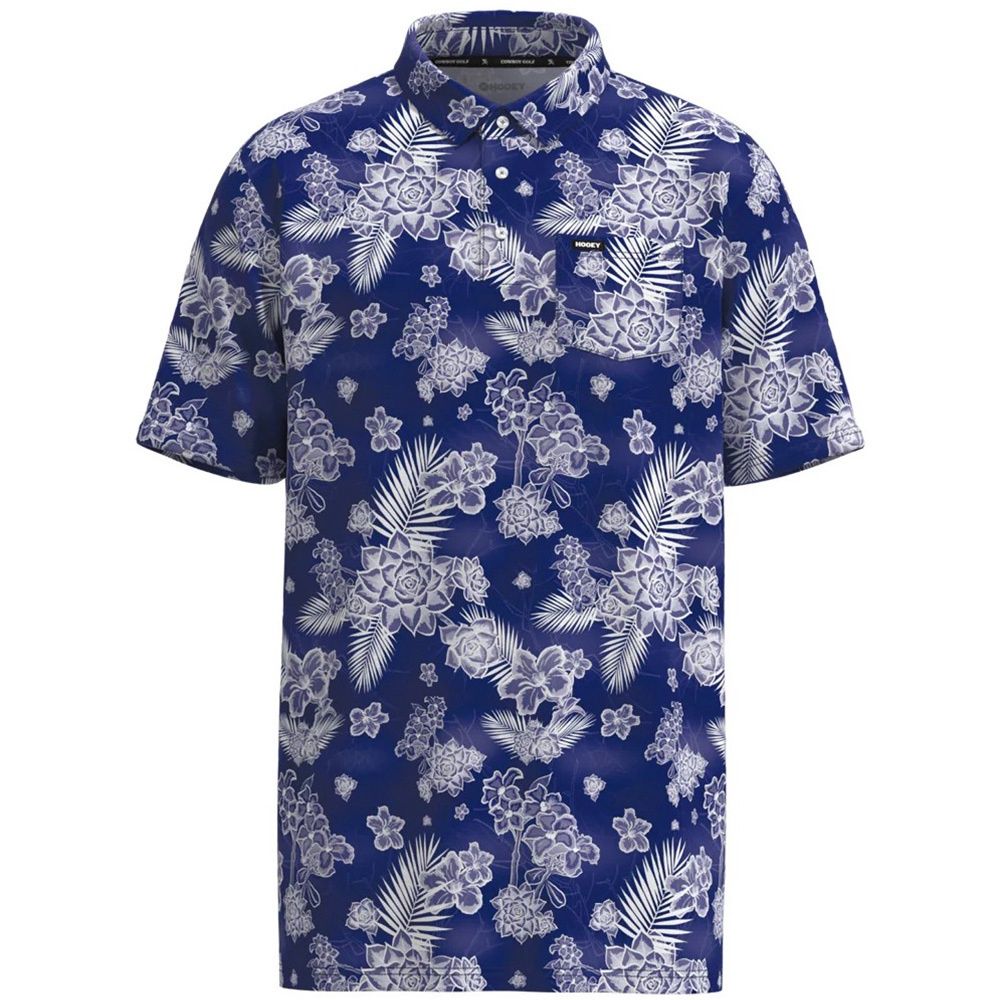 Hooey Men&#39;s Hot Shot Blue W/White Floral Polo Shirt HP02BLWH