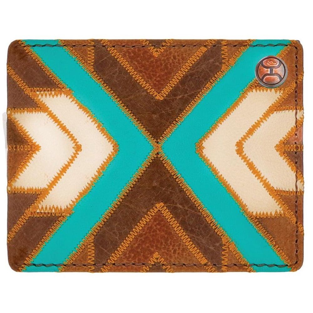 Hooey Montezuma Front Pocket Bifold Wallet Brown/Turq HFBF007-BRTQ