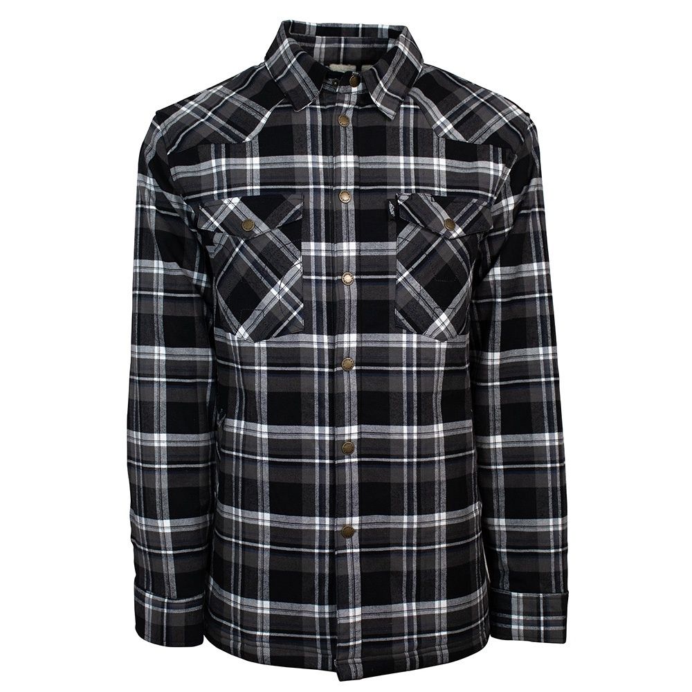 Hooey Men&#39;s Flannel Jacket Black Plaid Sherpa Lining HJ095BK