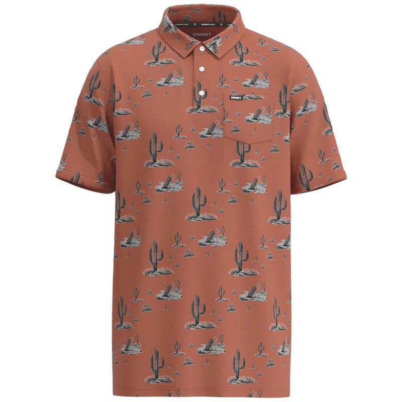 Hooey Men&#39;s Hot Shot Rust W/Cactus Pattern Polo HP022RU