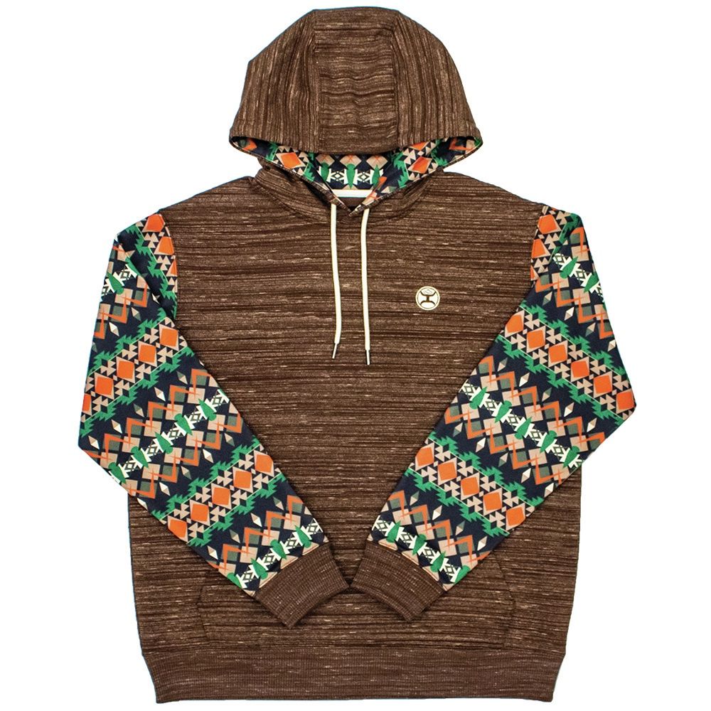 Hooey Men&#39;s Atec Brown Hoody with Pattern on Sleeves