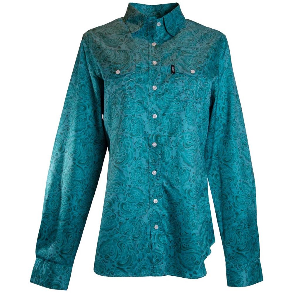 Hooey Ladies SOL Competition Teal Floral Long Sleeve Shirt HT1765TL