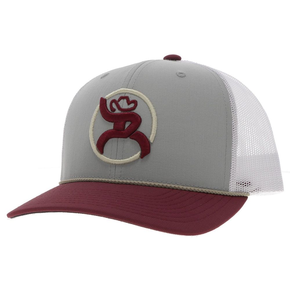 Hooey Strap Roughy Hat Grey/White W/Red Patch