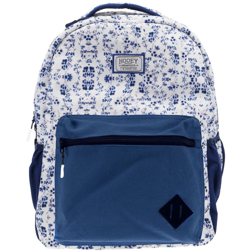 Hooey Recess Backpack White/Navy Floral W/Black/White Accents
