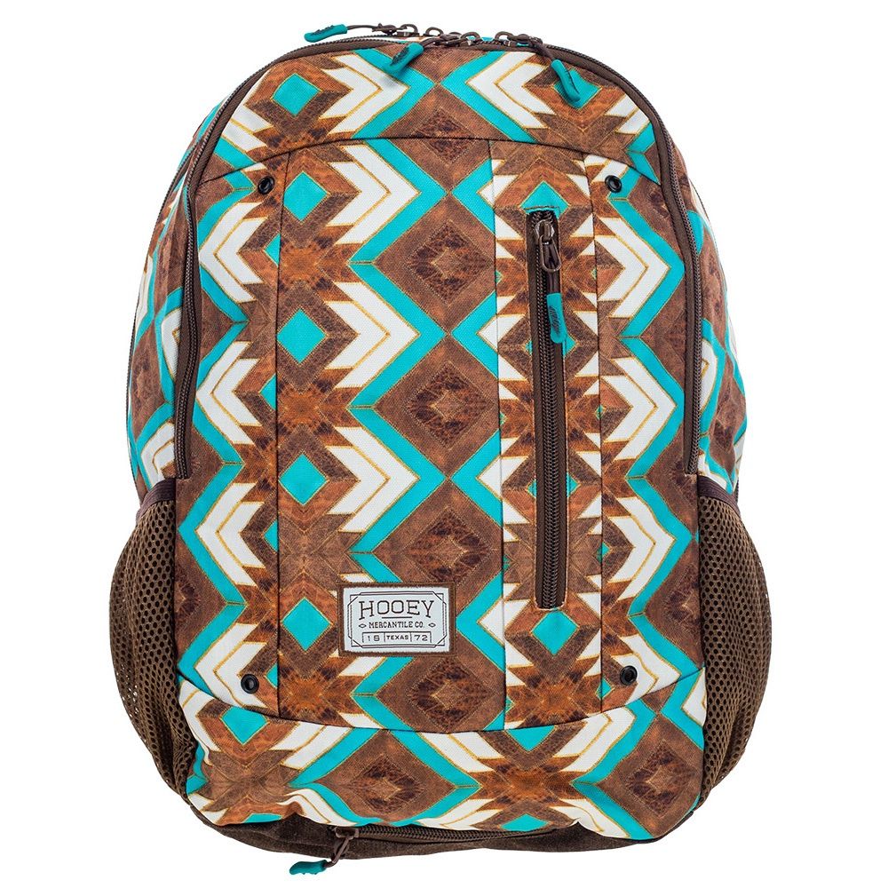 Hooey Rockstar Backpack Aztec/Brown Pattern Body &amp; Front Panel W/Brown Accents BP062AZBR