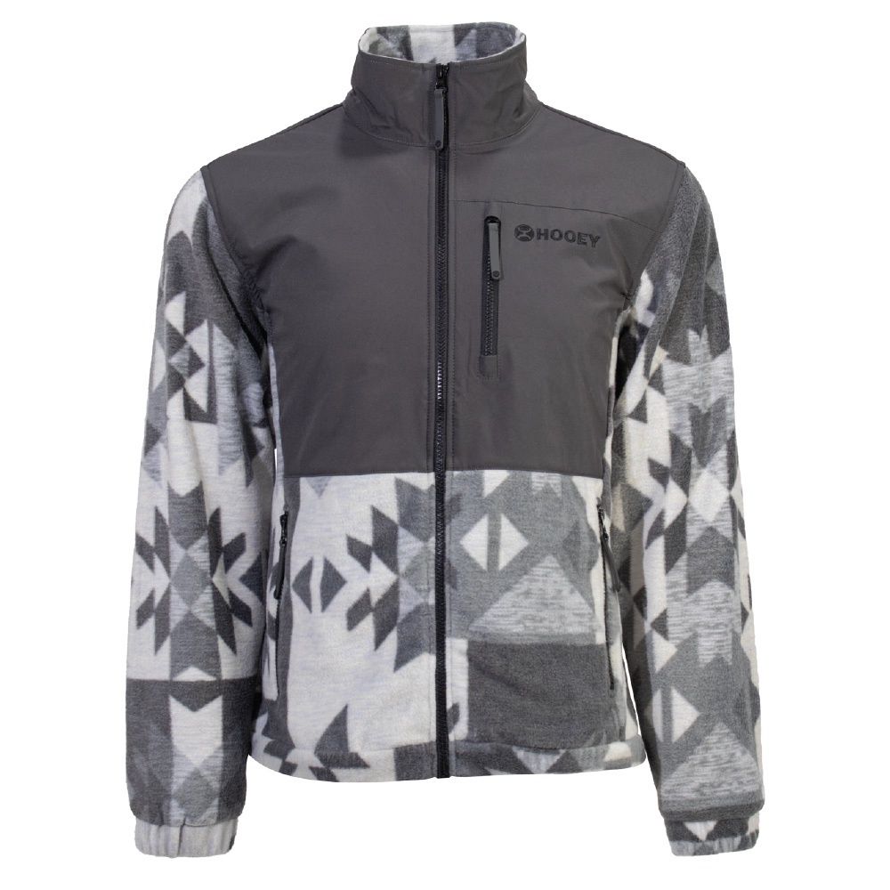 Hooey Youth Men&#39;s Tech Jacket Charcoal Grey Aztec Fleece HJ110AZCH-Y