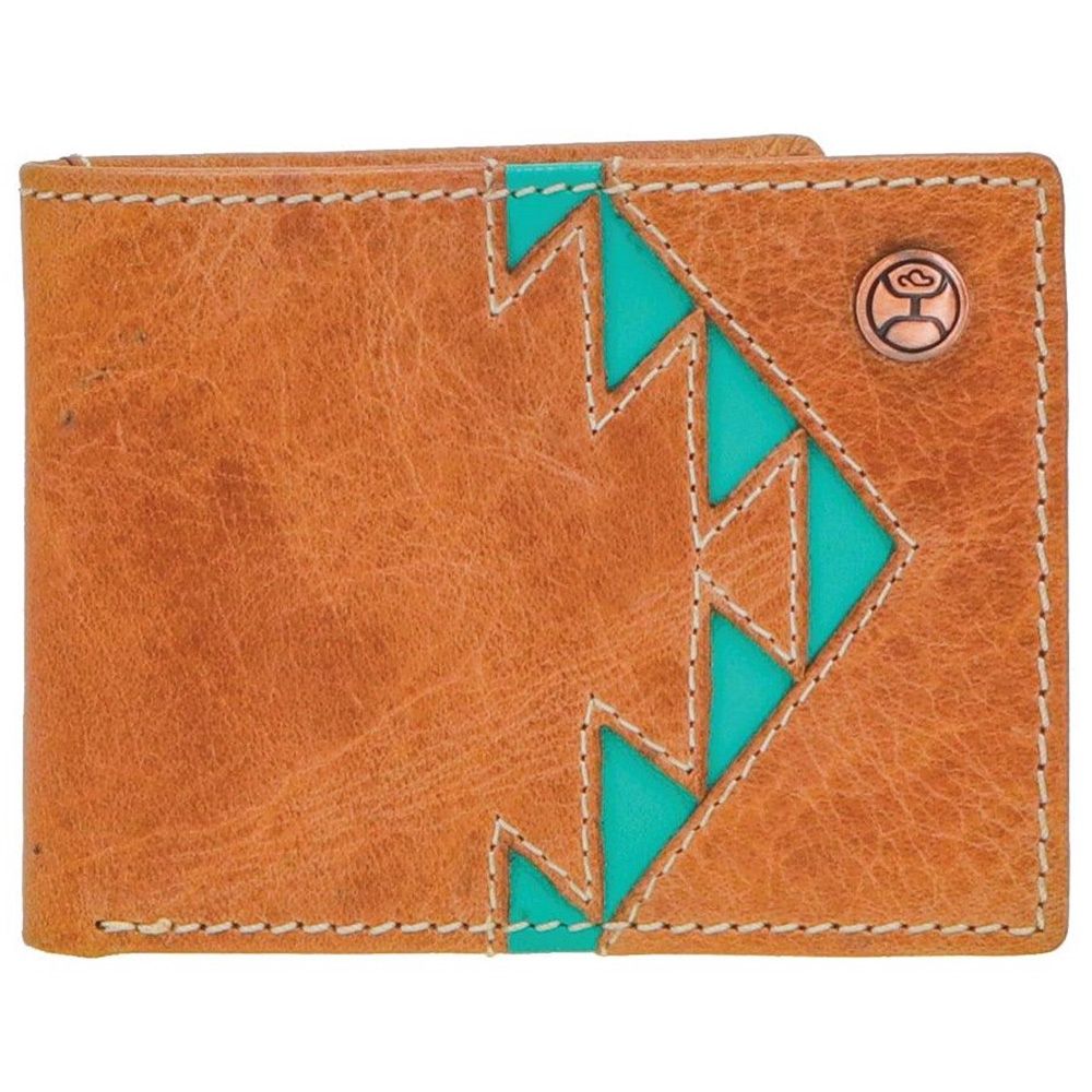 Hooey Tonkawa Bifold Tan W/Turquoise Aztec HFBF006-TNTQ