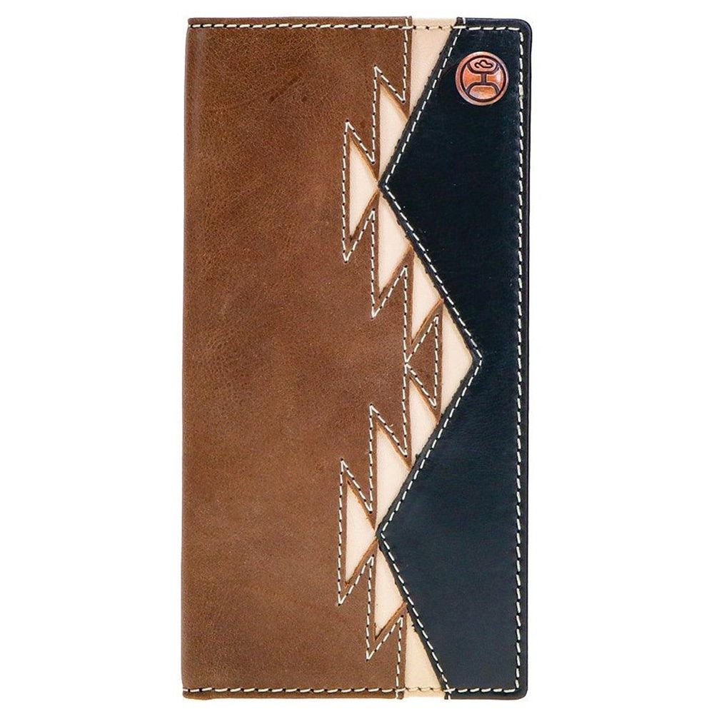 Hooey Tonkawa Rodeo Wallet Brown/Black W/Ivory Aztec HW006-BRBK