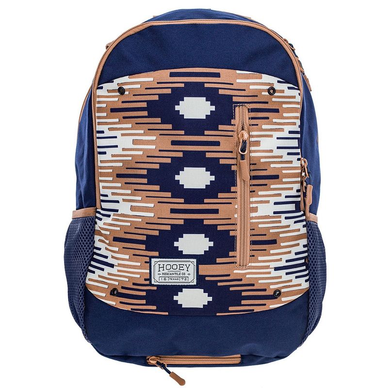 Hooey Rockstar Backpack Navy Body W/White/Tan Aztec Pattern BP062NVTN