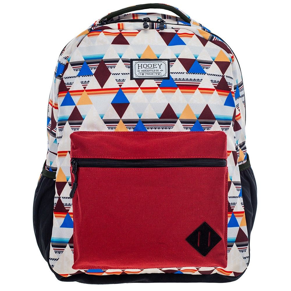 Hooey Recess Backpack Cream/Burgundy/Aztec Pattern BP061CRBU