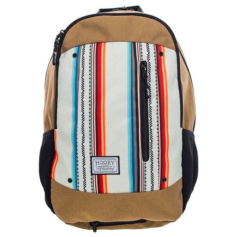 Hooey Rockstar Backpack Tan Body W/Square Pattern Front Panel Tan/Serape/Black Accents BP062SPTN