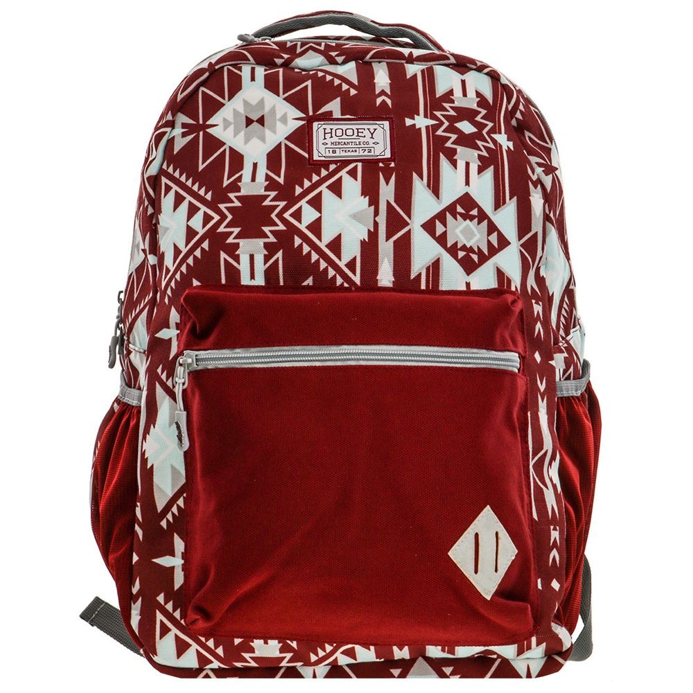 Hooey Recess Backpack Burgundy/Blue/Aztec Pattern Body BP061AZBU