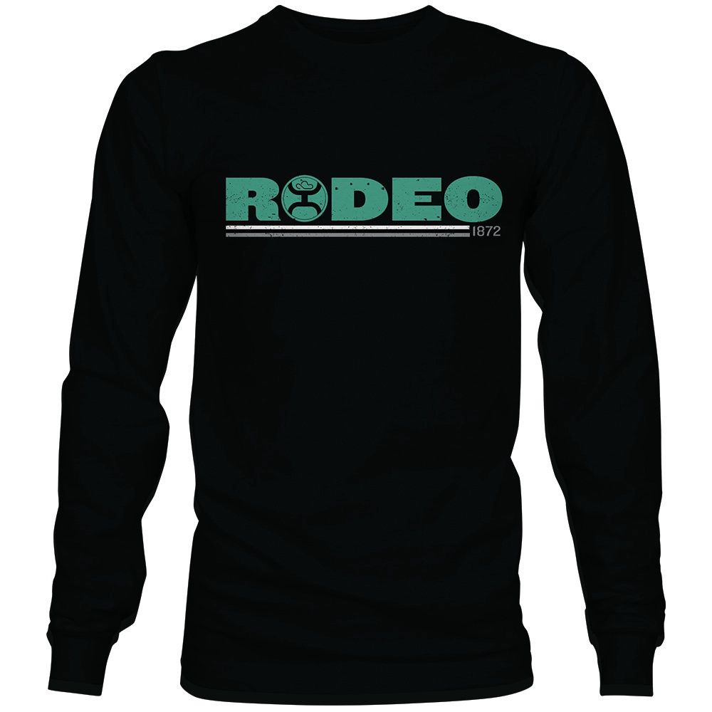 Hooey Rodeo Black Crew Neck Long Sleeve W/Teal Logo HT1559BK