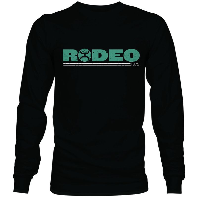 Hooey Rodeo Black Crew Neck Long Sleeve W/Teal Logo HT1559BK