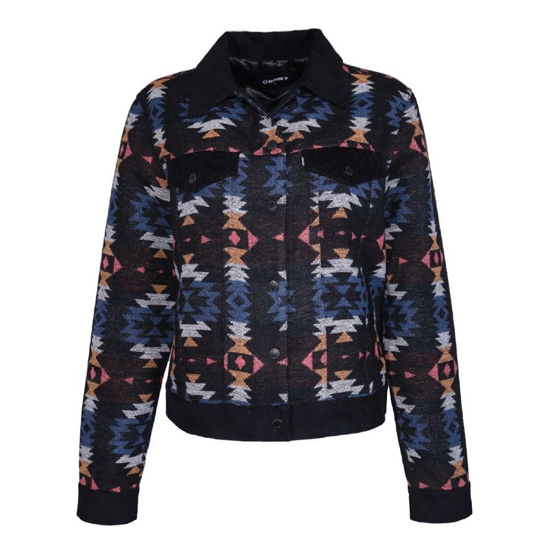 Hooey Youth Ladies Black Jacket with Multi Color Aztec Pattern HJ120BKAZ-Y
