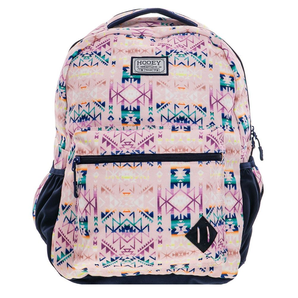 Hooey Recess Backpack Pink/Navy Aztec Pattern BP061PKNV
