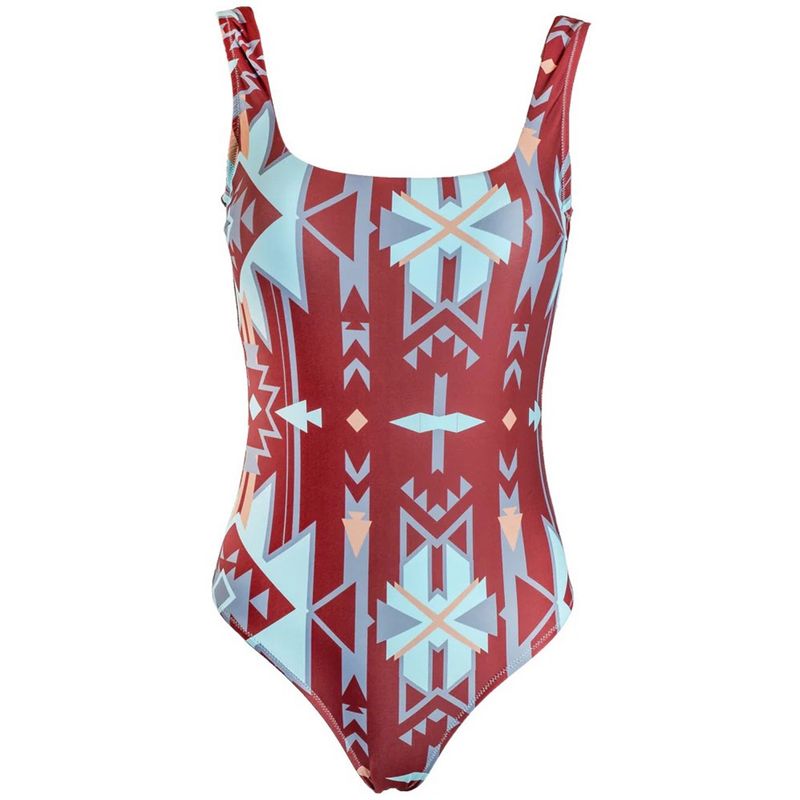 Hooey Women&#39;s &quot;The Ollie&quot; One Piece Swimsuit Rust/Aztec