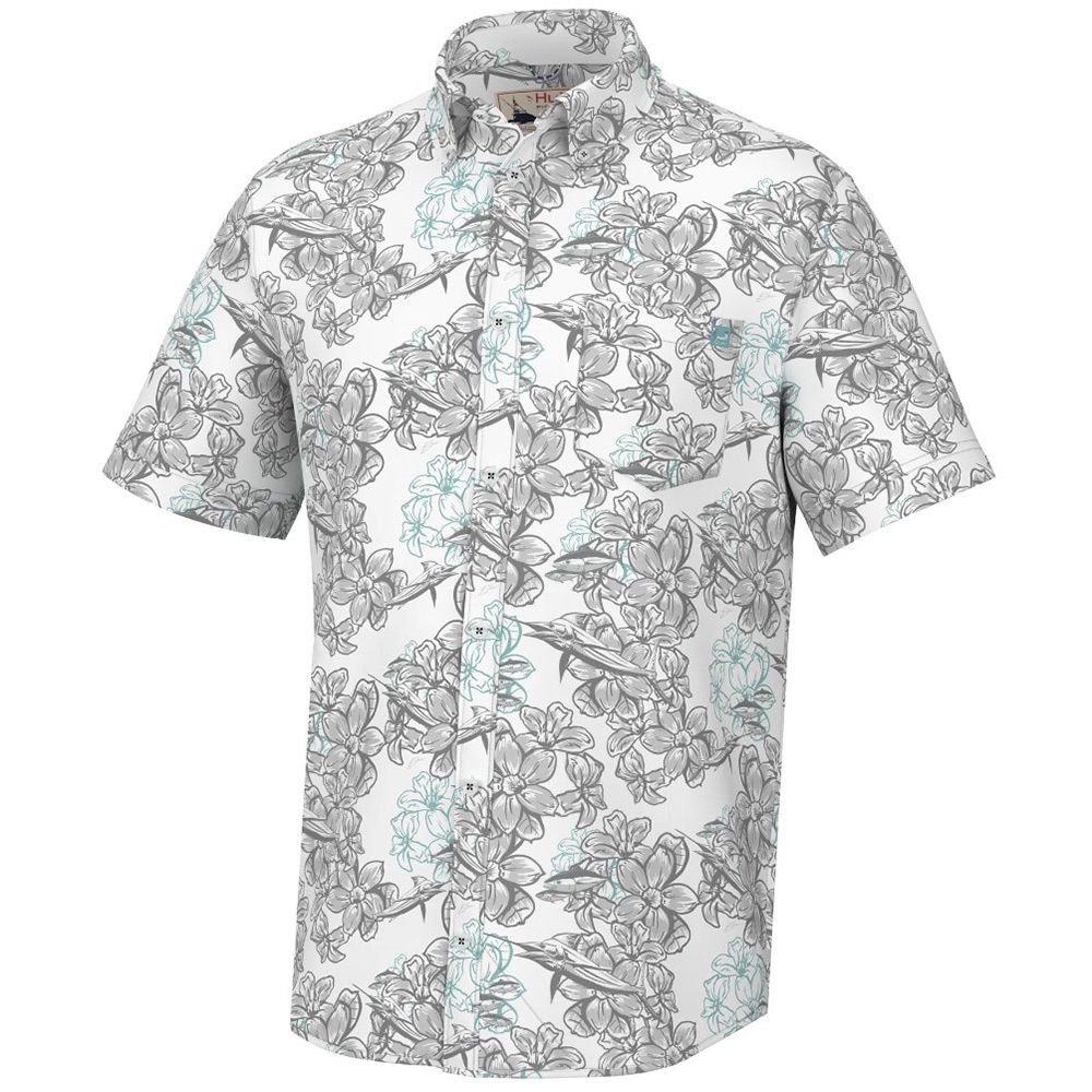 Huk Men&#39;s Kona Button Down Desert Rose White Shirt H1500192